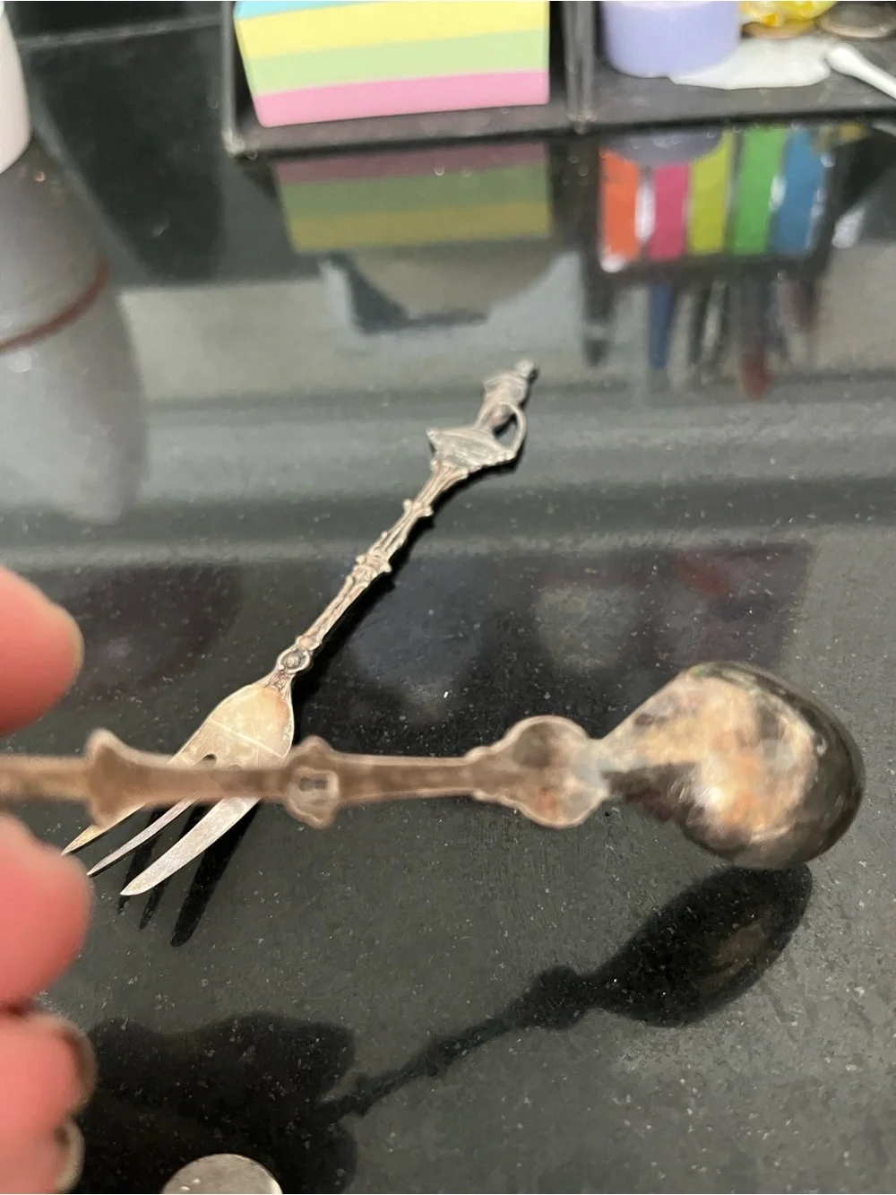 Antique Bruxelles Mannekan Pis Spoon and fork Silverplate - Belgian